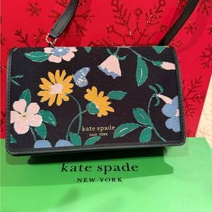 Kate Spade Black Floral Crossbody Bag